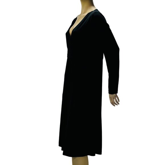 INC Women's Dress Black Stretch Poly Jersey Knit Surplice Bodice Midi Size XL - Picture 5 of 10